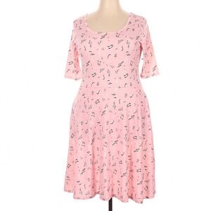 LuLaRoe Womens Dress Size 2XL Nicole Pink Music Teacher Skater Pockets XXL NWT